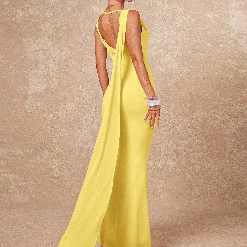 Yellow Elegant Women's Flowing Mesh Maxi Dress Vacation Summer Spring Cruise